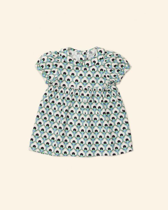 Abito per neonata Voile colore Verde bianco 