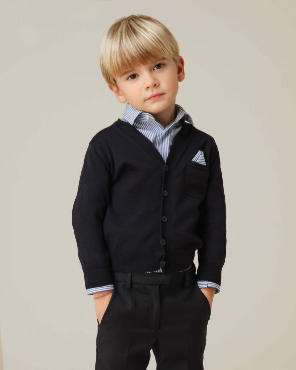 Cardigan per bambino Cachemire colore Blu 