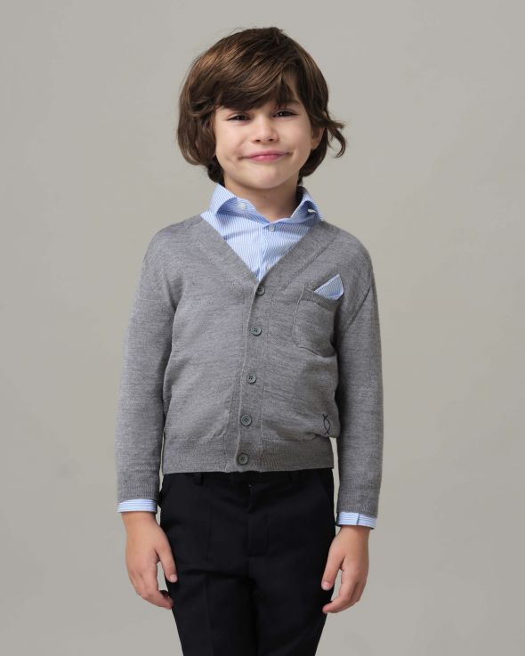 Cardigan per bambino Cachemire colore Grigio 
