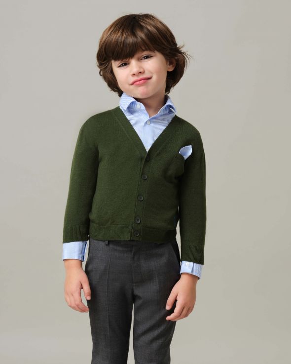 Cardigan per bambino Cachemire colore Verde 