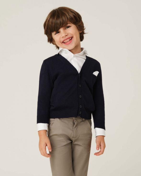 Cardigan per bambino Lana colore Blu 