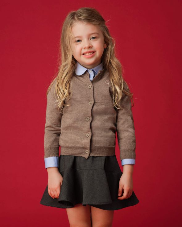 Cardigan per bambina Cachemire colore Beige 