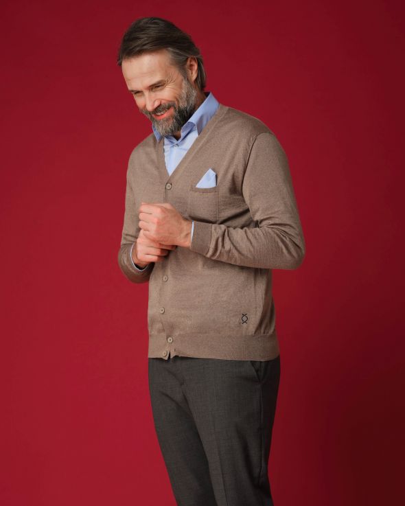 Cardigan per uomo Cachemire colore Beige 