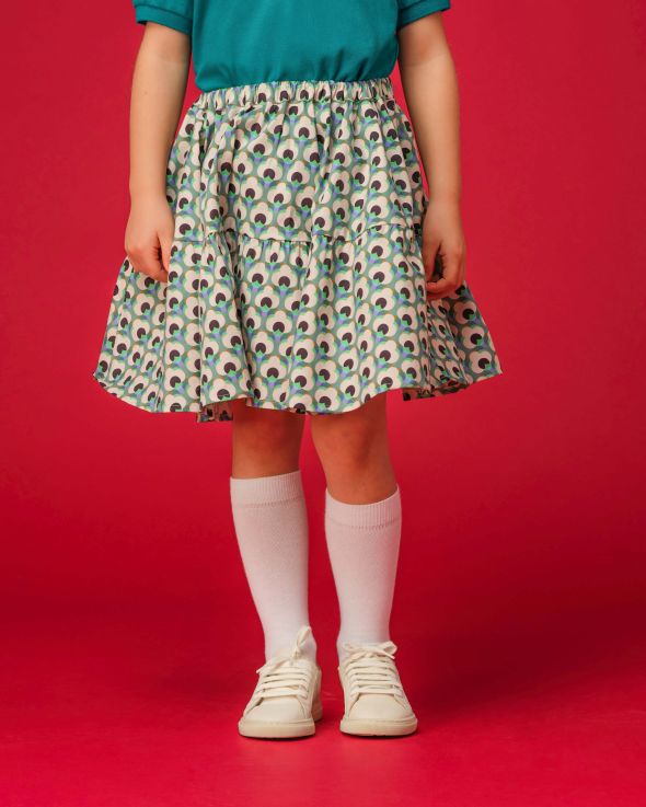 Gonna per bambina Voile colore Verde bianco 