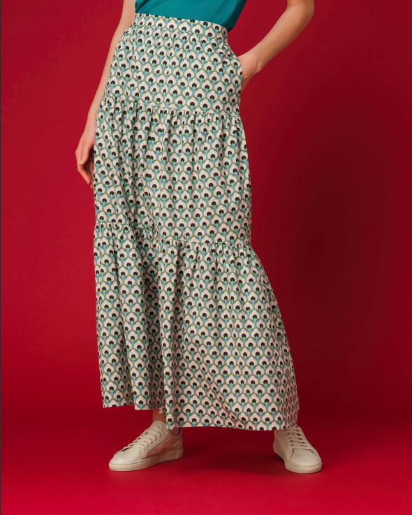 Gonna per donna Voile colore Verde bianco 