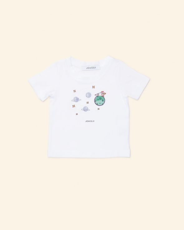 Tshirt per unisex neonati Pianeti colore Bianco 